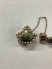 Vintage 14k Gold Aka Delta Kappa Sorority Double Lapel Pin Pearl Enamel