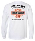 Harley-davidson Men s Long Sleeve Orange Bar   Shield White Shirt 30291964