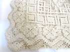 Vintage Lace Table Runner 60  X 13 5  Ecru Floral Handmade Cotton