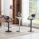 2pcs Pu Leather Swivel Bar Stools Height Adjustable Padded Seat W armrest