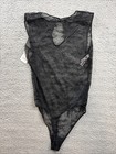 Auden Womens Medium Black Lace Sleeveless Lingerie Bodysuit Keyhole Back