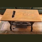 Coffee Table With Vintage White Sewing Machine Base Cast Iron