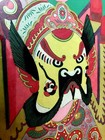 Lot  3  Amazing Chinese Opera Mask Paper Cuts   Watercolor -- 18  By 13   Framed