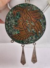 Vintage Mexico Sterling Silver Metales Signed Mixed Metals Natural Stone Pendant