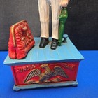 Vintage Reproduction Uncle Sam Painted Mechanical Cast Iron Coin Bank  Works