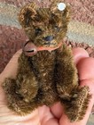 Rare Early Antique Miniature Steiff Dk Brown Mohair Bear 3    W long F Ff Button