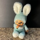 Vtg Russ Berrie Blue Plush Bunny Rabbit Munchkin Sucking Carrot Monchhichi