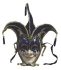 Jester Stick Mask Blue Decorate Or Wear Mardi Gras Masquerade Mask Wall Hanging