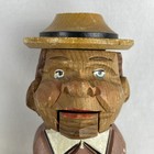 Vintage Peek-a-boo Bottle Stopper Cork Anri  Carved Wood Italy Lever Lifts Hat