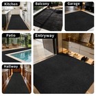 Black Runner Rug 2-6ft Wide Non Slip Rubber Back Washable Hallway Kitchen Carpet
