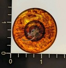 Large Vintage Amber Bakelite Phenolic Button Embedded Sunburst Cabochon 1 5   