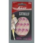 Kiss Catwalk Nails Medium Length Pink   Silver Black Design Nail Kit Kor03  2pk