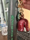 Coach Resin Red Glitter Tea Rose Green Leaf Handbag Charm Keychain Euc     