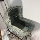 Vintage Baby Doll Carriage Buggy Mint Green   Blue Green Patina Stroller Pram   