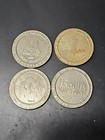 Lot 4 Vintage Las Vegas Casino Metal  1 Dollar Gaming Tokens Large Coins 