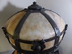 Rare Antique Arts   Crafts Mission Slag Glass Bronze And Brass Table Lamp
