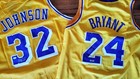 Kobe Bryant Magic Johnson Hand Signed Autographed Los Angeles Lakers Jerseys Coa