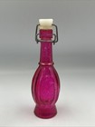 Set Of  2 Colored Glass Bottles With Ceramic Stoppers  5   Tall  Pink And Blue