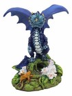 Fantasy Green Thumb Blueberry Indigo Blue Dragon Statue Fairy Garden Collectible