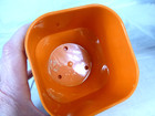 Vtg 70s Ingrid Glossy Square Plastic Plant Pot Planter Saucer Light Orange 3 5 h