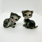 Vtg Mcm Tabby Cat Cats Figurine Lot Collection Salt Pepper Japan Bow