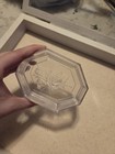 Vtg Clear Octagon Lucite Jewelry Box W Floral Lidded Top 3x4x1