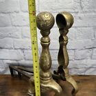 Vintage Brass Fireplace Andiron Fire Log Holder Ornate Original 