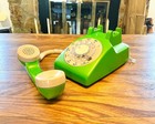 Vintage Itt Working Rotary Dial Phone  Lime Green And Tan Telephone