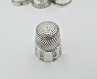 Size-9 Simons Bros  Sterling Silver Thimble Panel Scroll Vintage Antique 19thc 