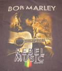 Vtg Bob Marley T-shirt Rebel Music Size M 00s Marley And Guitar Brown Tee C 2008