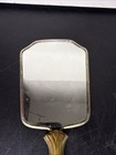 Vintage 1950 s Handheld Brass Vanity Mirror Metal Trim Gold Floral 13 5 