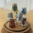 Thimble Collection Sewing Thimbles Glass Dome Display Set Of 6