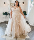 Light Champagne High Neck Wedding Dresses Lace Appliques A Line Bridal Gowns