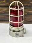 Industrial Red Globe Marine Bulkhead Light Vintage Aluminum Ceiling Fixture