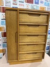 Mcm Mid Century Modern Solid Wood Jewelry Box Armoire 5-drawer Vanity Top