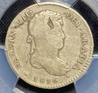 Colonial Peru 1816  King Ferdinand Vii Silver 2 Real Genuine Coin Spain  Pcgs Vf