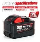 4pcs 12ah 18v Replacement Batteries For Milwaukee M18 Power Tools  10c Li-ion