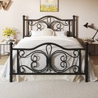 Queen twin full Metal Platform  Bed Frame With White Headboard   Footboard