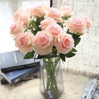 Amzali Artificial Flowers  Silk Rose Real Looking Blush Flower Home Decorations