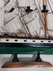 Vintage Wooden Model Ship     Nautical Decor     18th Century Frigate Style