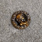 Victorian Picture Button Bust Of Woman High Relief Pierced Brass Steel 17mm