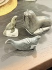 Inuit Soapstone Seal Carving Signed Syllabics B519790 Canada     Chip On Tail