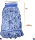 Heavy Duty Blue Wet Mop Head Replacement For Commercial Use - 6 Pack  16oz