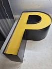 Vintage 3d Marquee Light Sign Letter P Wall Hanging Initial 18    Yellow Black