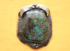Vintage Hand Made Sterling Silver Large Turquoise Western Bolo Tie Slide Only