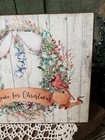 Victorian Antique Vintage Style Home For Christmas Wreath Bells Canvas Sign 