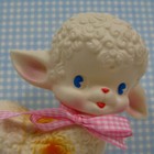 Rubber Lamb Squeak Toy Retro 6  Sun Rubber Vtg Style Squeaker Blue Eyes Pink Bow