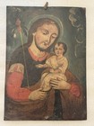 Genuine Antique Mexican Retablo Oil On Tin San Jose Saint Joseph Child Jesus