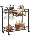 Vasagle Bar Cart   Home Bar Serving Cart  Wine Cart 2 Mirrored -super Discounts