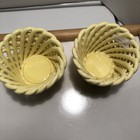 Pier One Vintage Yellow Braided Rope Pottery Basket Candle Holder Set Of 2 3x3   